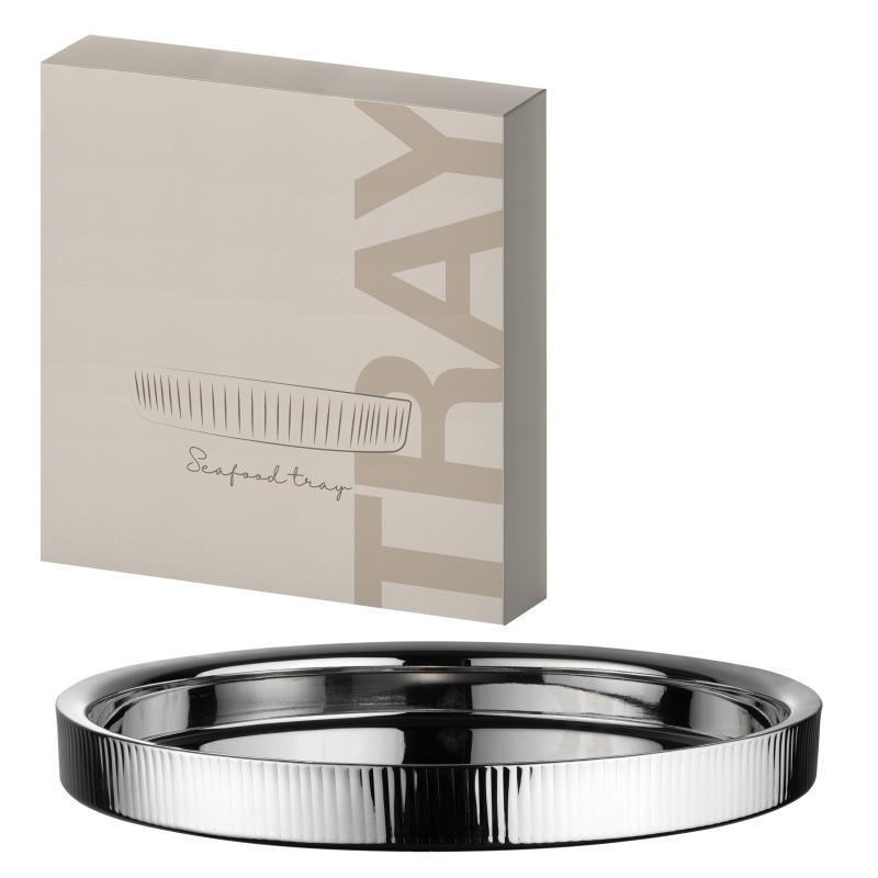 Vassoio tondo rigato a doppia parete Ø 37cm in gift box Silver
