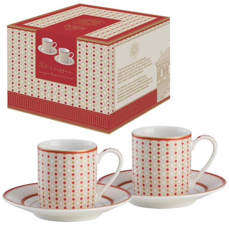 Set 2 tazzine espr.80 ml c/piat.in NB in color box IMPERIAL