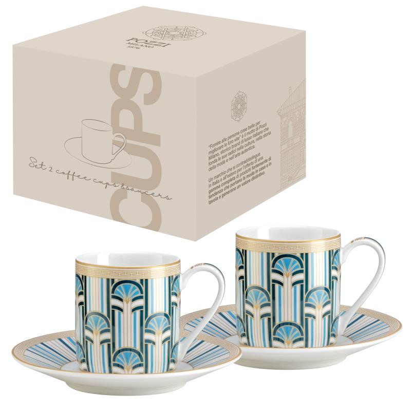 Set 2 tazzine espr.80 ml c/piat.in NB in color box LIBERTY