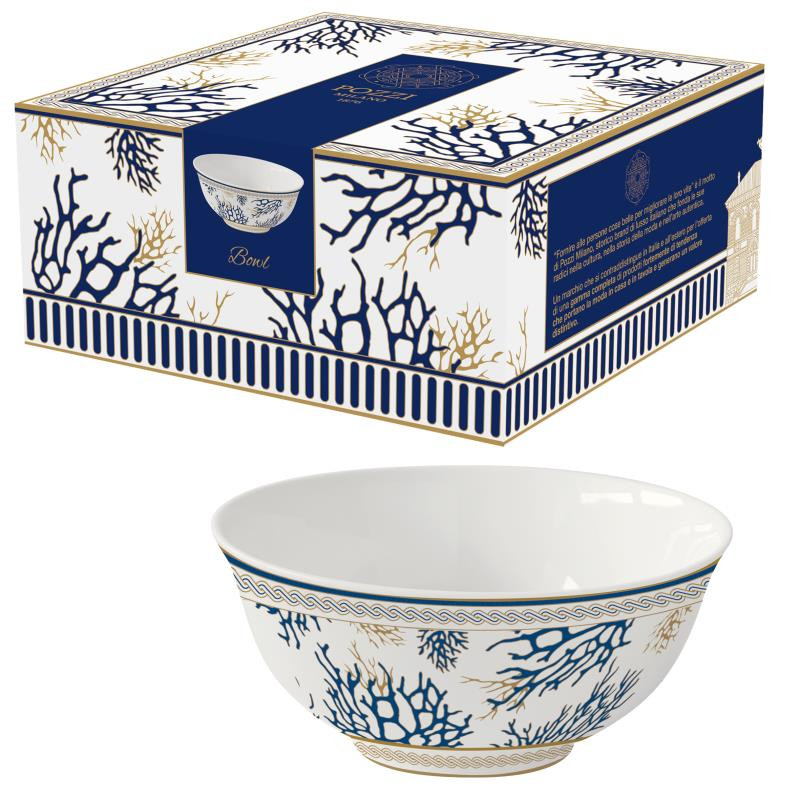 Ciotola Ø 15 cm in porc.NB in color box CORALLO