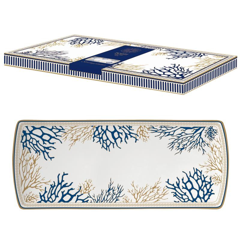 Vassoio 35x15 cm in porc.NB in color box CORALLO