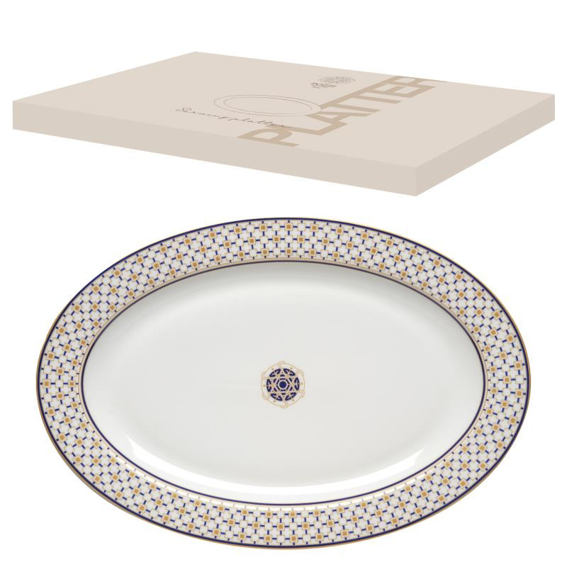 Vassoio ovale 36x24,5 cm in porc.NB in color box CHARLES