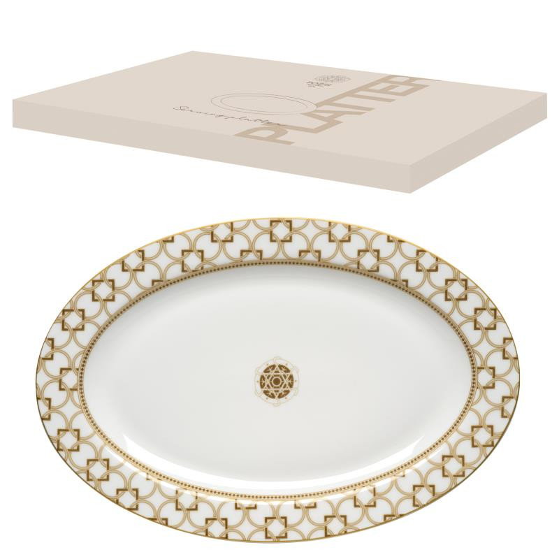 Vassoio ovale 36x24,5 cm in porc.NB in color box DECO'