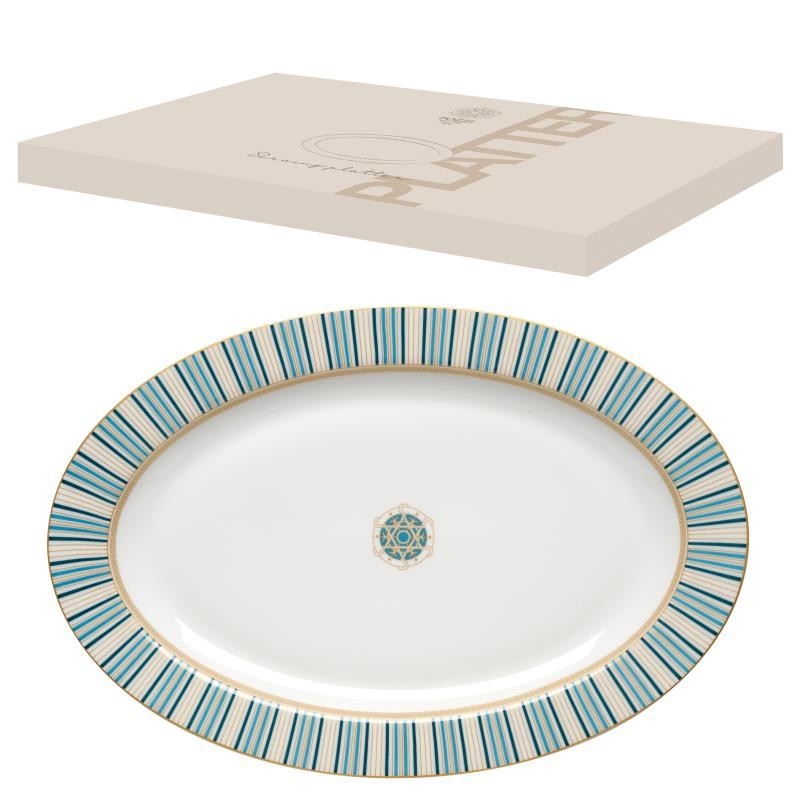 Vassoio ovale 36x24,5 cm in porc.NB in color box LIBERTY