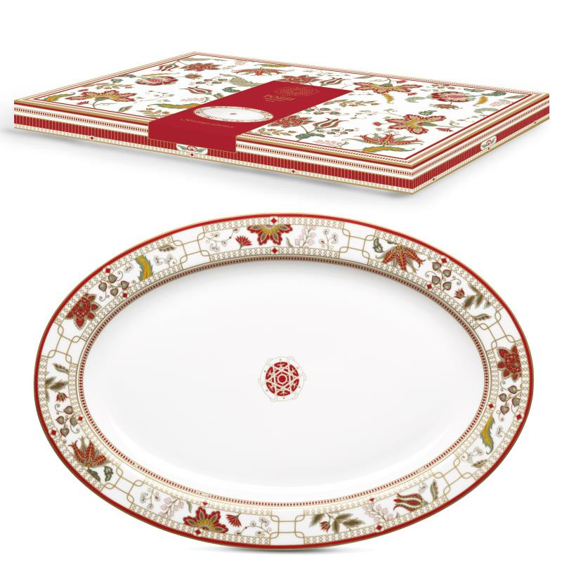 Vassoio ovale 36x24,5 cm in porc.NB in color box KASHMIR