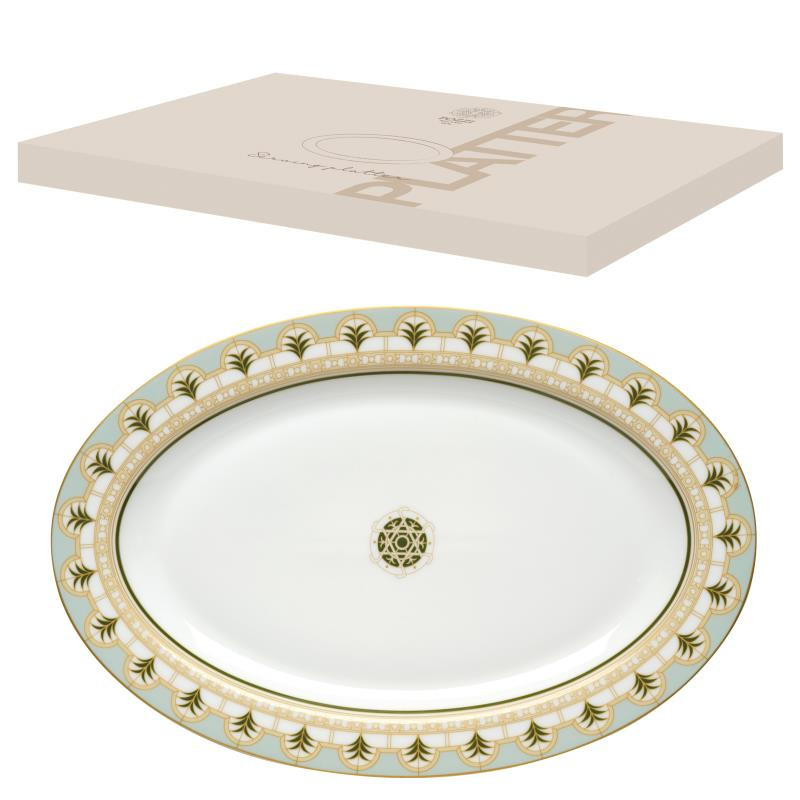 Vassoio ovale 36x24,5 cm in porc.NB in color box ROSITA