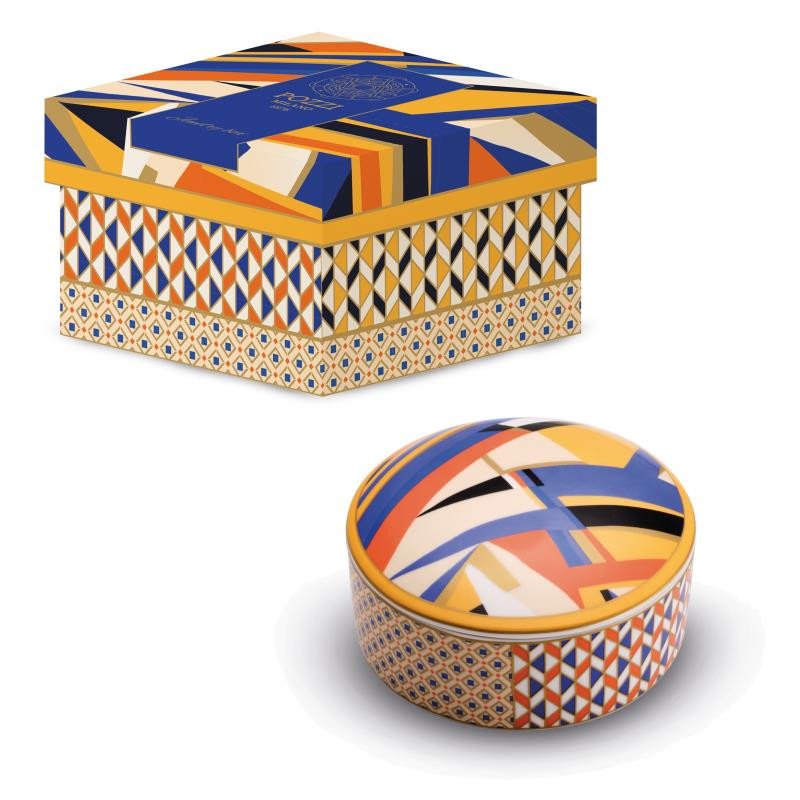 Portagioie tonda Ø 13x6,5 h cm in porc.c/coperchio in gift box LIVING ABSTRACT