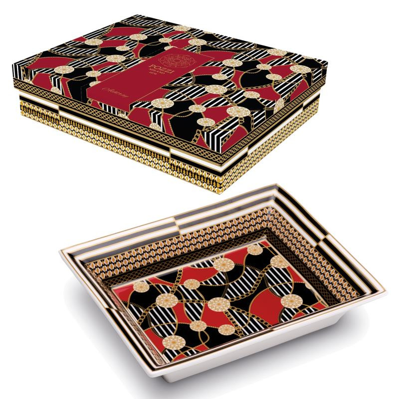 Svuota tasche 19,5x15,5 cm in porc.in gift box LIVING CATENE