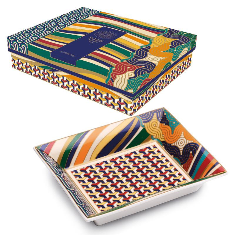 Svuota tasche 19,5x15,5 cm in porc.in gift box LIVING GEOMETRIC