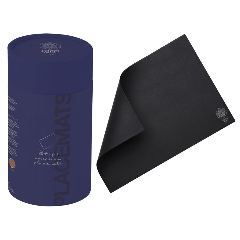 Set 2 tovagliette in PU leather in gift box - col. BLACK