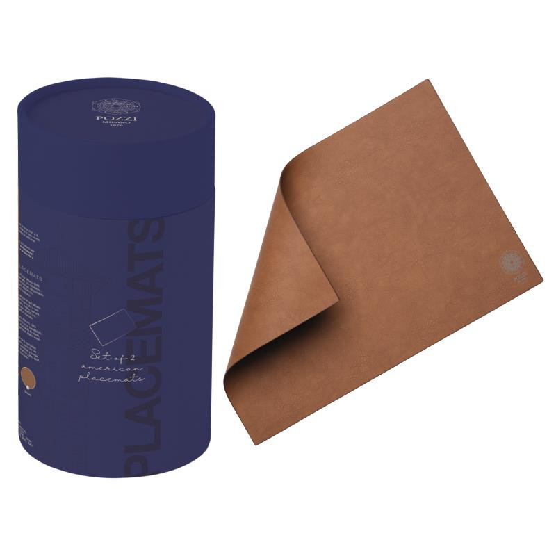 Set 2 tovagliette in PU leather in gift box - col. MARRONE