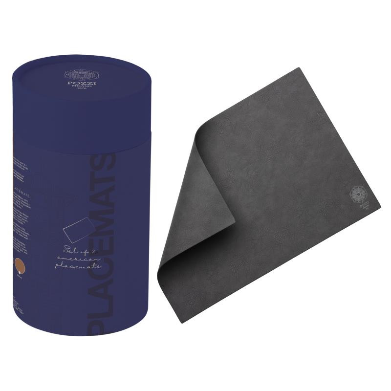 Set 2 tovagliette in PU leather in gift box - col. GRIGIO