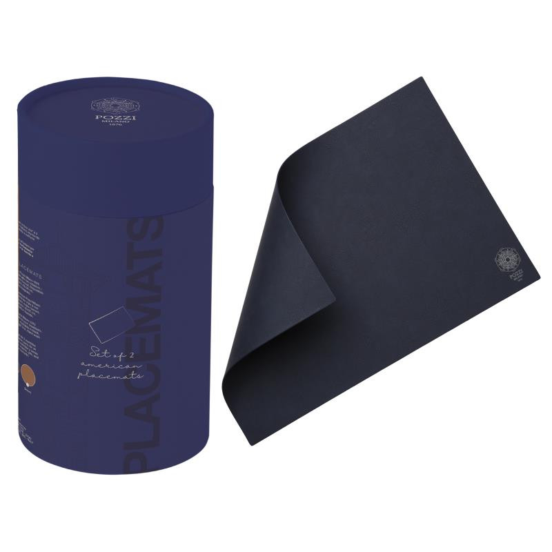 Set 2 tovagliette in PU leather in gift box - col. BLU
