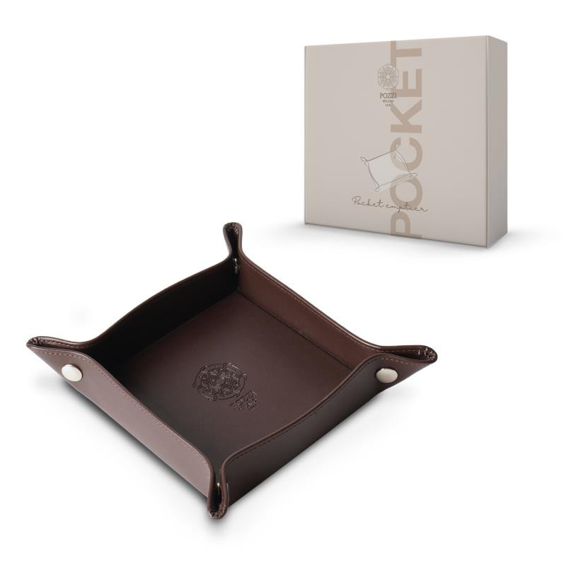 Vassoi pieghevole 20x20 cm (aperto)  in PU leather in c.b. col. MARRONE