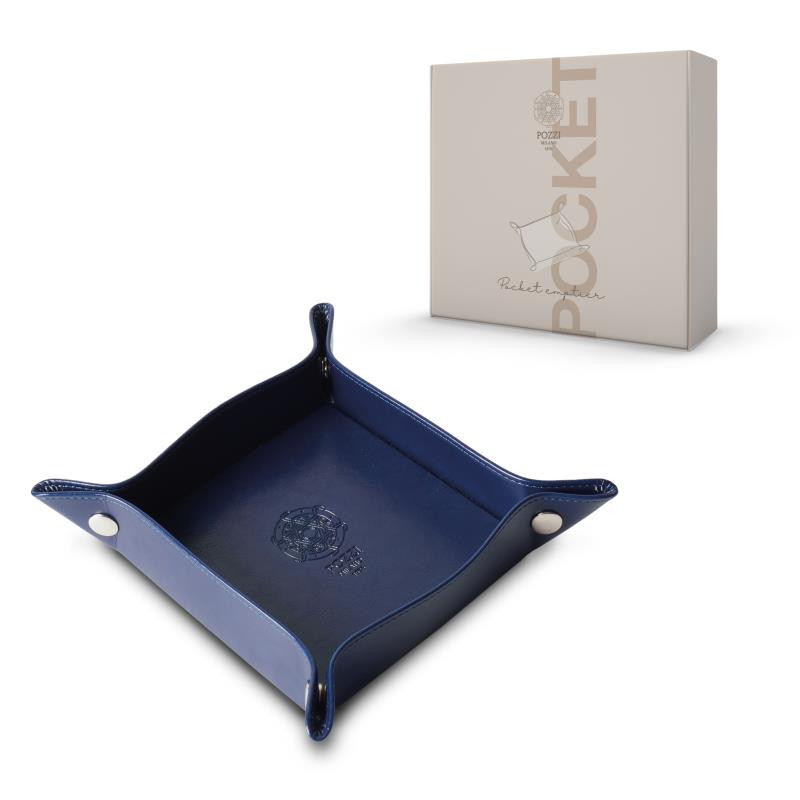 Vassoi pieghevole 20x20 cm (aperto)  in PU leather in c.b. col. BLU