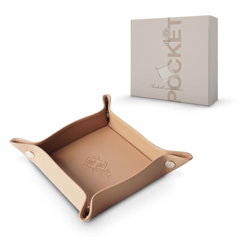 Vassoi pieghevole 20x20 cm (aperto)  in PU leather in c.b. col. MARRONE CHIARO