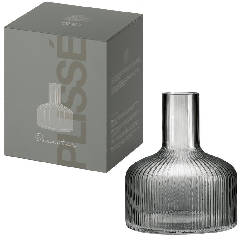 Decanter in vetro plissè in color box GRIGIO