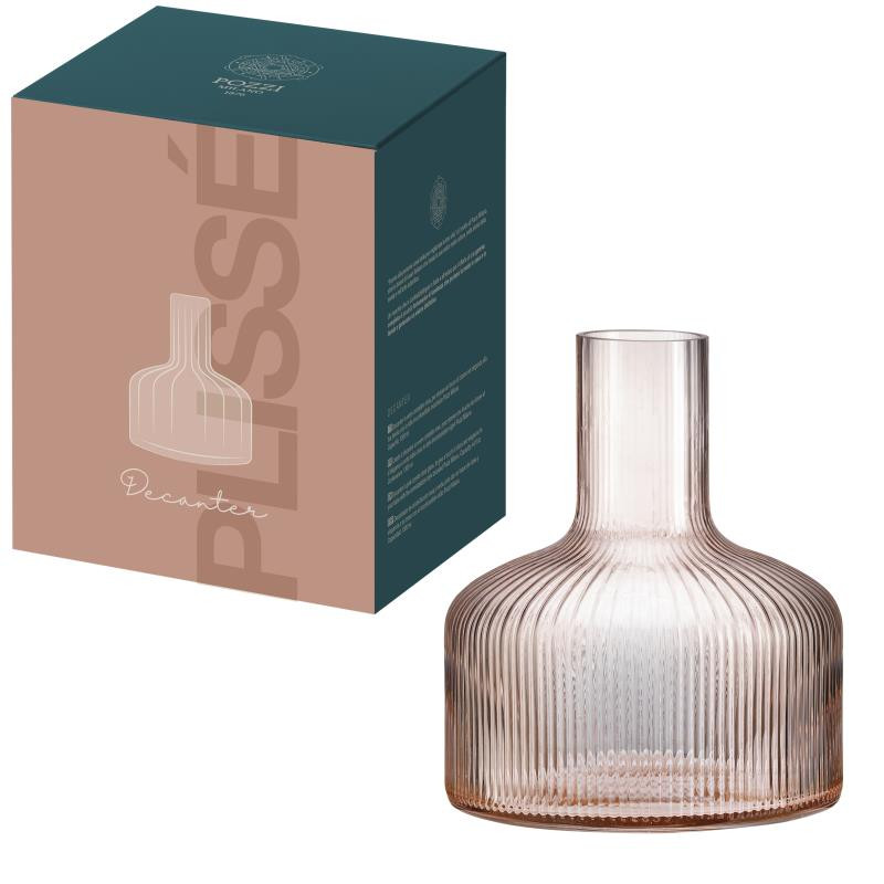 Decanter in vetro plissè in color box ROSA