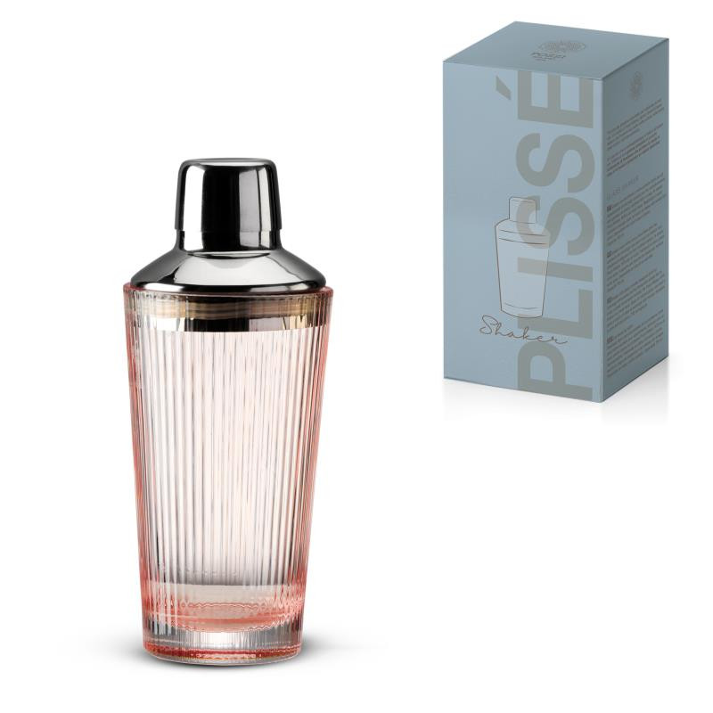 Shaker in vetro c/coperchio inox lucidato a specchio in color box OTTANIO