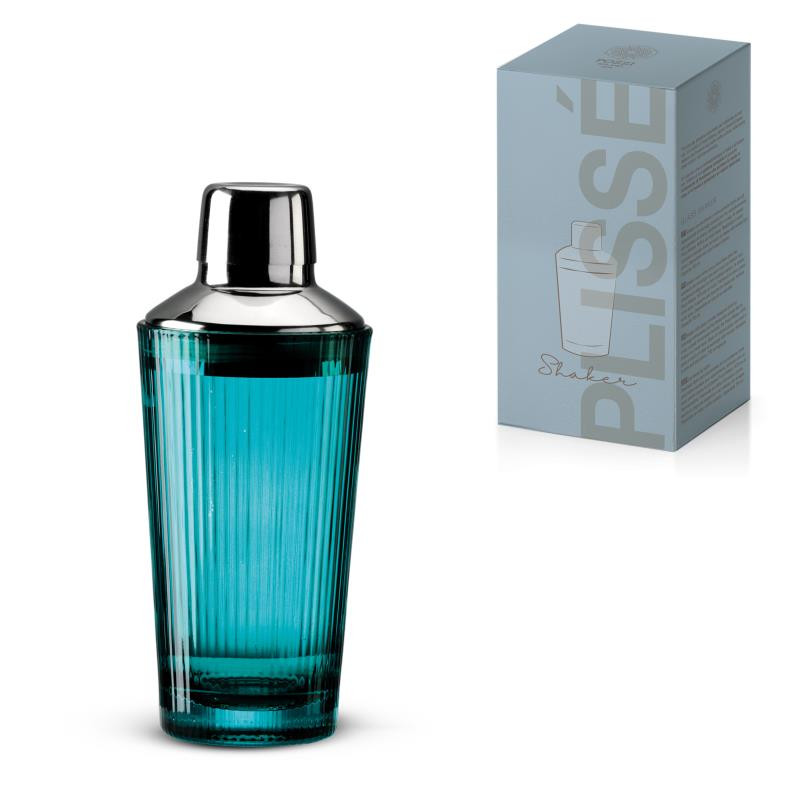 Shaker in vetro c/coperchio inox lucidato a specchio in color box ROSA