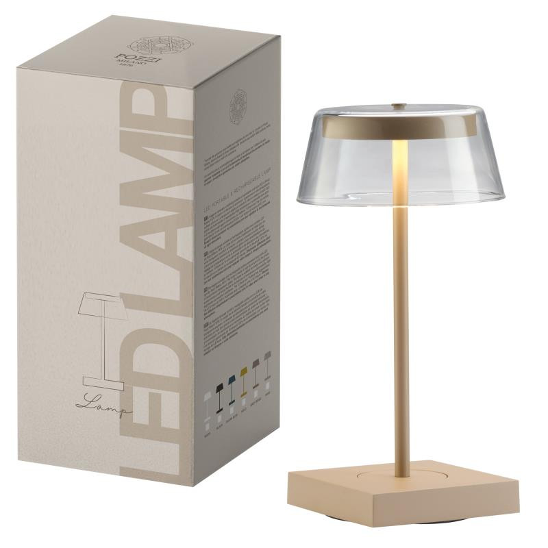 Lampada LED portatile ricaricabile c/paralume in color box GREY BEIGE