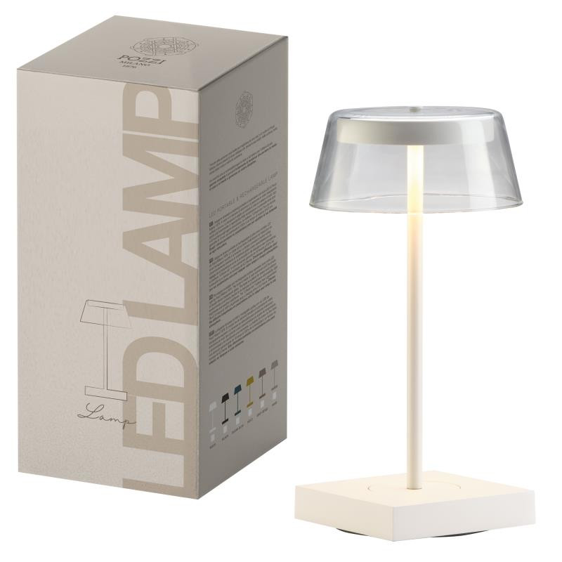 Lampada LED portatile ricaricabile c/paralume in color box WHITE