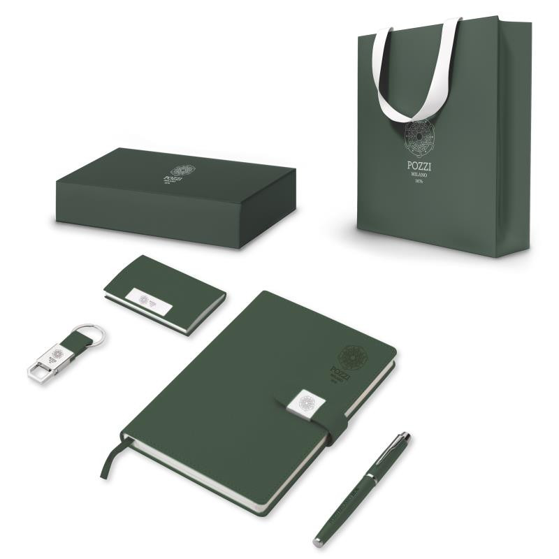 Set regalo note c/tacc.A5,pennastilo,ricarica,portachiavi e portabiglietti VERDE