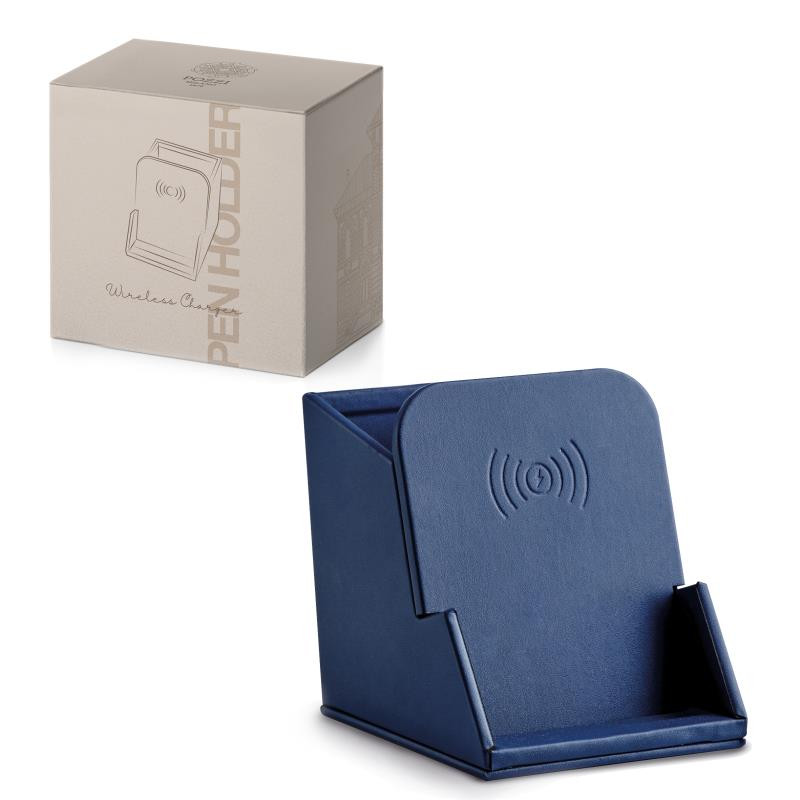 Portapenne in pelle sintetica c/caricatore wireless BLU