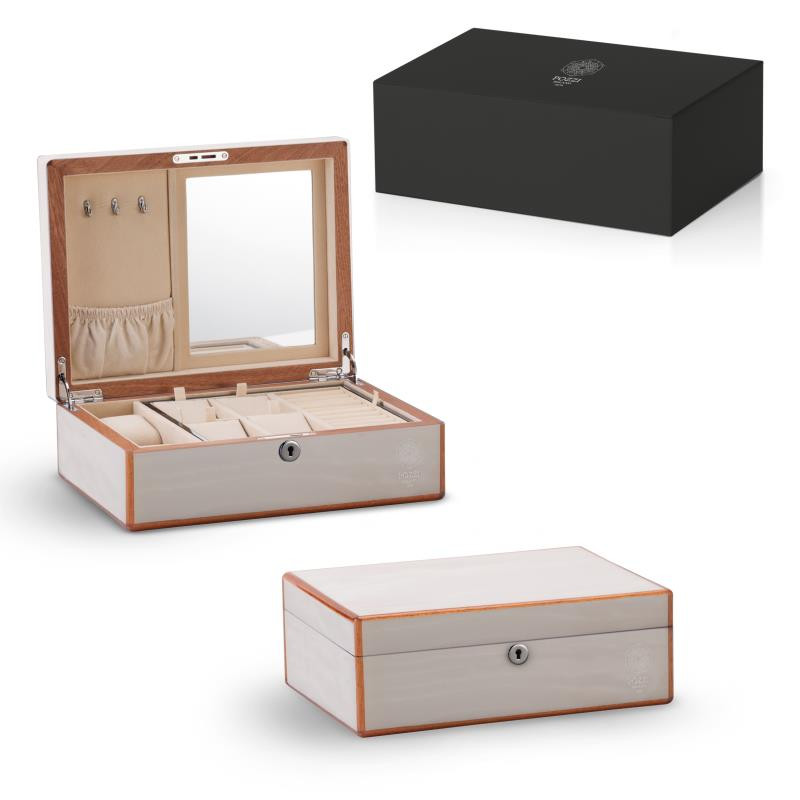 Portagioie in legno e MDF, con velluto interno 30*23*10cm in gift box Bianco