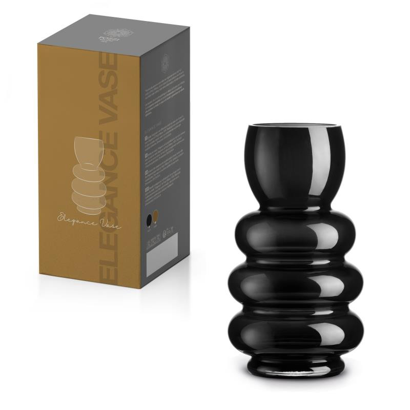Vaso in vetro Ø 12,5x24 cm in color box NERO