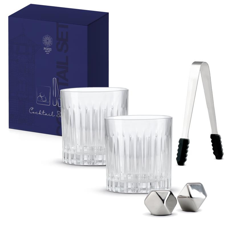 Set cocktail con cubi e pinza per ghiaccio vers.A TRASPARENTE