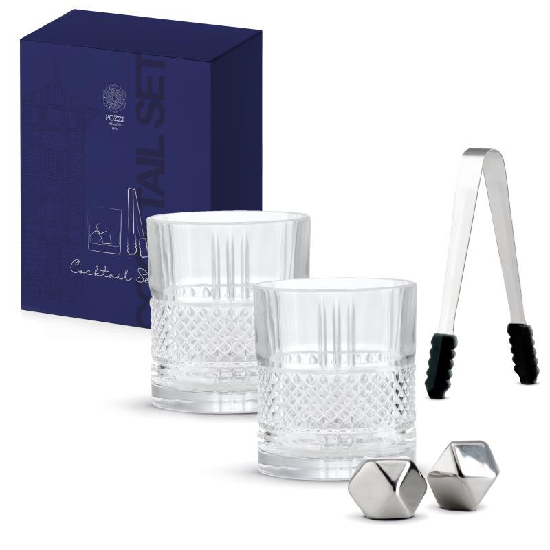 Set cocktail con cubi e pinza per ghiaccio vers.B TRASPARENTE
