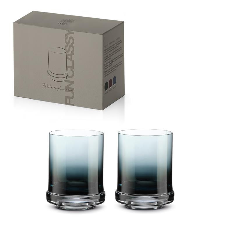 Set 2 bicchieri acqua 290 ml in vetro in color box DARK BLUE