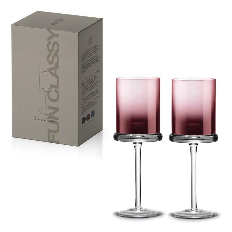 Set 2 bicchieri vino 270 ml in vetro in color box VIOLA