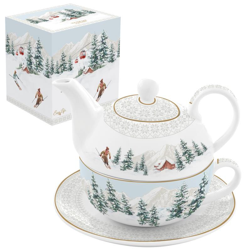 Tea for one 350 ml in porc.in color box CHALET