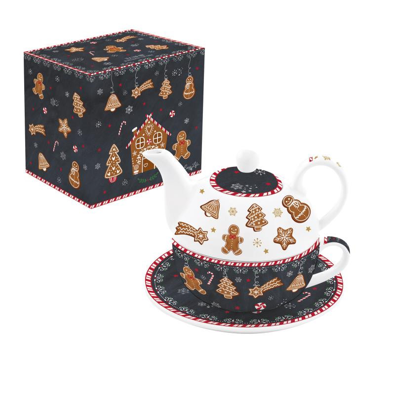 Tea for one 350 ml in porc.in color box GINGERBREAD