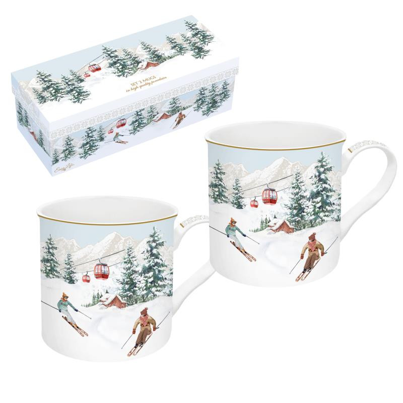 Set 2 mug in porc.Fine China 300 ml in scat.regalo CHALET