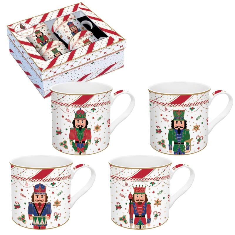 Set 4 mug 300 ml in porc.fine china in gift box NUTCRACKER TWIST