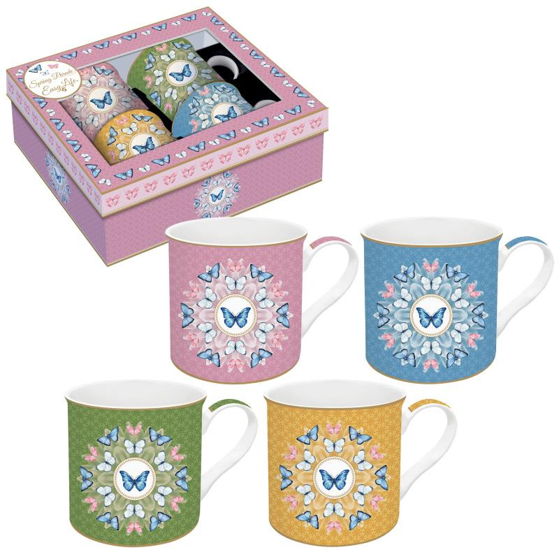 Set 4 mug 300 ml in porc.fine china in gift box SPRING PARADE
