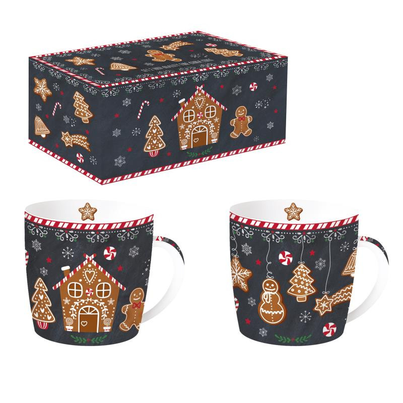 Set 2 tazze 350 ml in porc.in c.b. GINGERBREAD