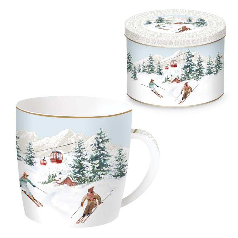 Tazza porcellana 350 ml in scatola di latta CHALET