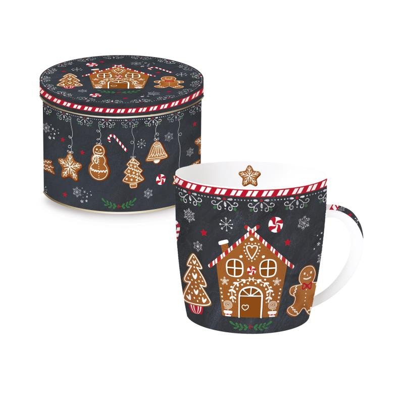 Tazza porcellana 350 ml in scatola di latta GINGERBREAD