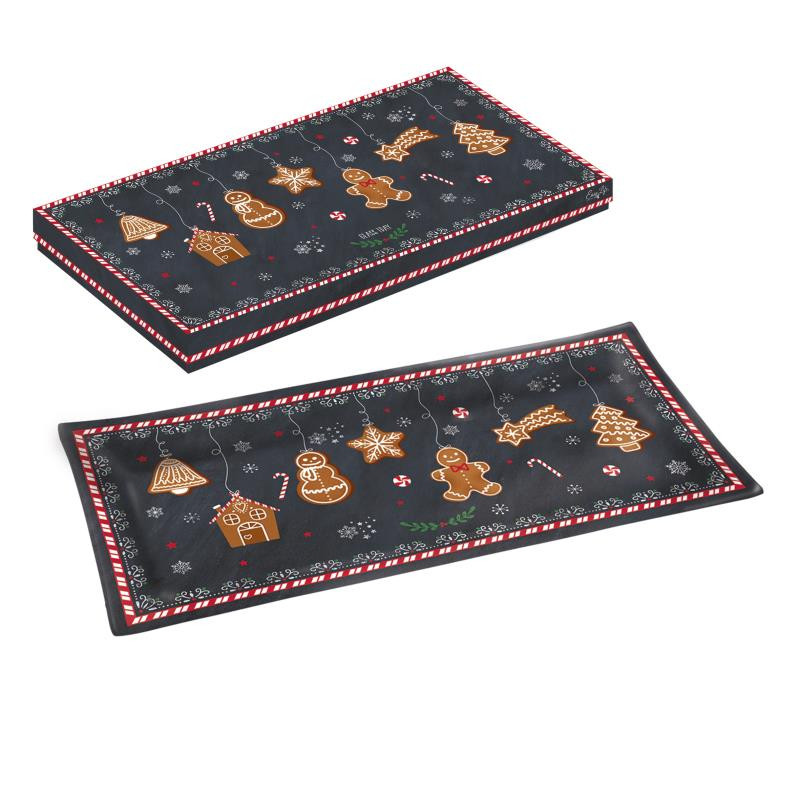 Piatto in vetro di qualità superiore 36x17 cm in scat.regalo GINGERBREAD