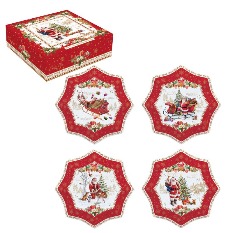 Set 4 piatti dessert Ø 16 cm in porc.in c.b. CHRISTMAS MEMORIES