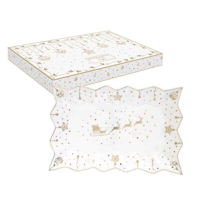 Piatto da portata 35x23 cm in porc.in c.b. CHRISTMAS LIGHTS