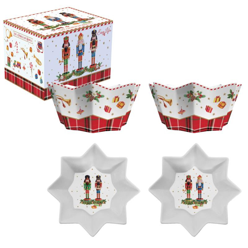 Set 2 ciotole Ø 14 cm in porc.in c.b. VINTAGE NUTCRACKER