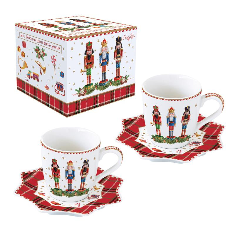 Set 2 tazzine caffè c/piattino 100 ml in porc.in c.b. VINTAGE NUTCRACKER