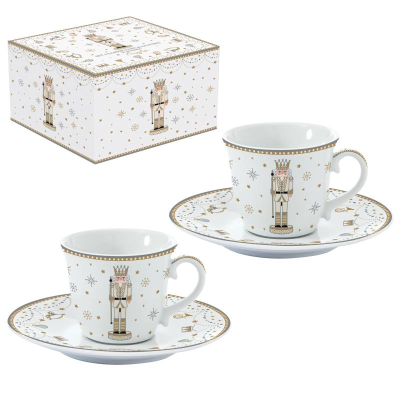 Set 2 tazzine caffe con piattino 80 ml in porc.in c.b. ROYAL NUTCRACKER
