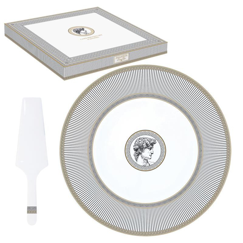 Piatto torta Ø 32 cm c/paletta in porc.in color box PALLADIUM