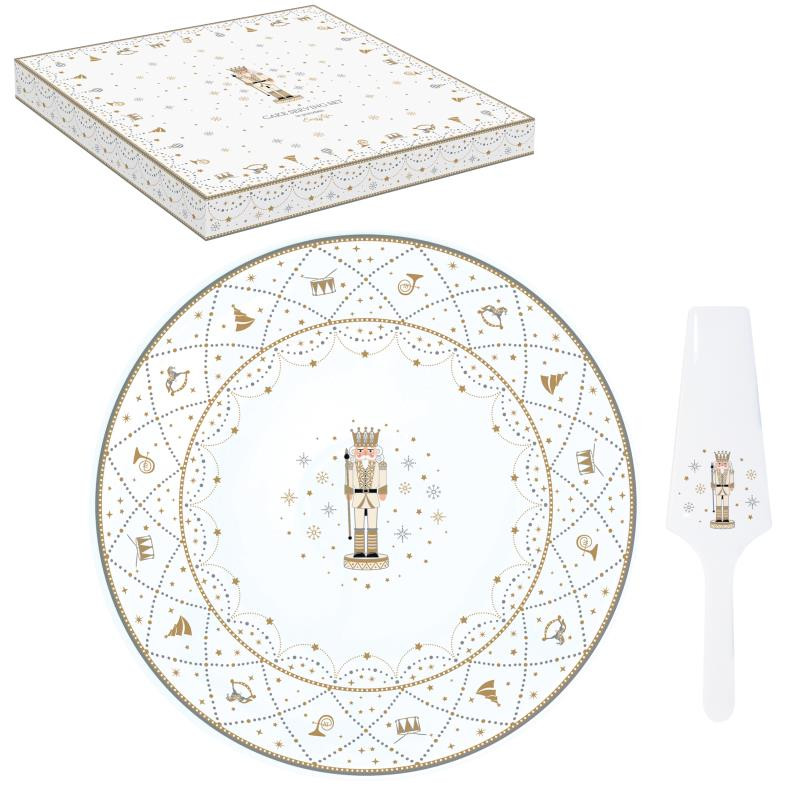 Piatto torta Ø 32 cm c/paletta in porc.in color box ROYAL NUTCRACKER